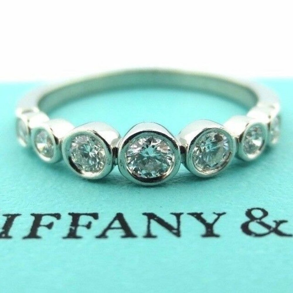 Platinum Tiffany Jazz Graduated Diamond Band Ring